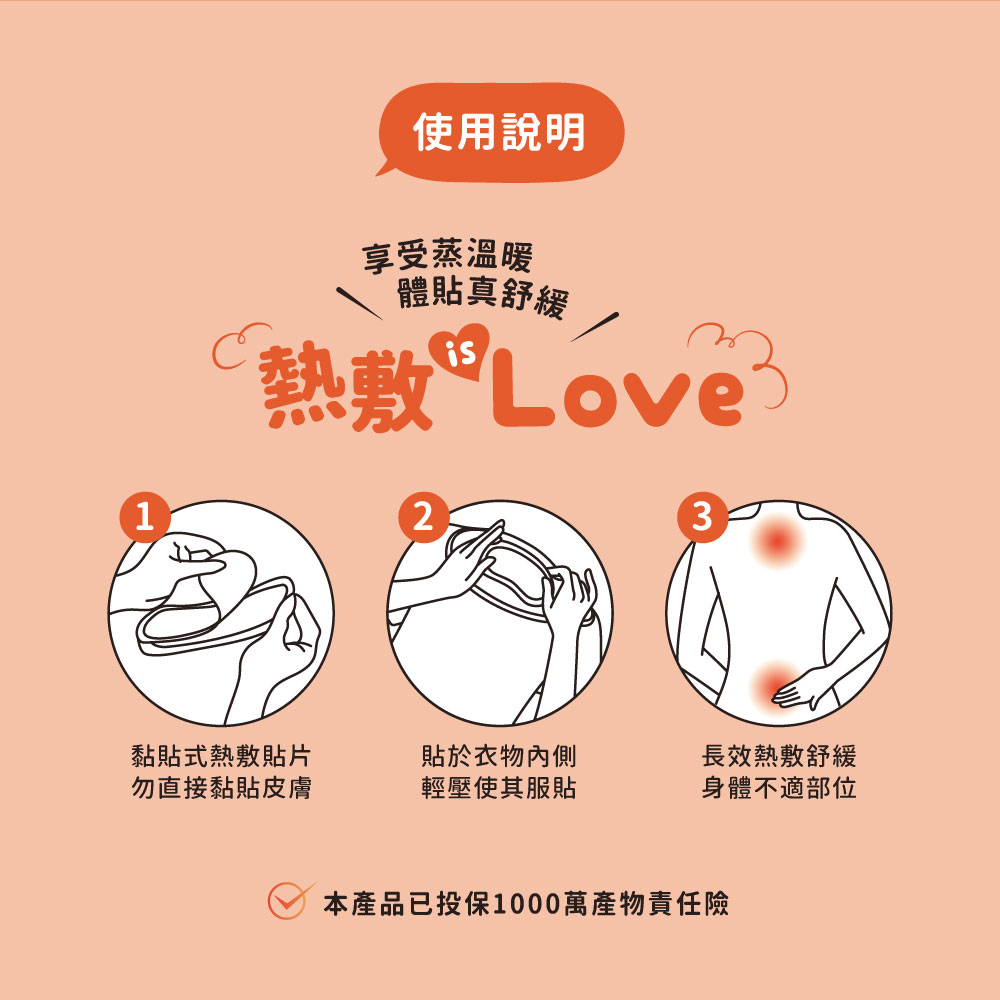 HiBIS木槿花石墨烯蒸體貼怎麼使用? HiBIS木槿花石墨烯蒸體貼使用方式示意圖:撕開包裝貼於下腹、肩頸或腰部位置,即可感受持續溫熱舒緩效果