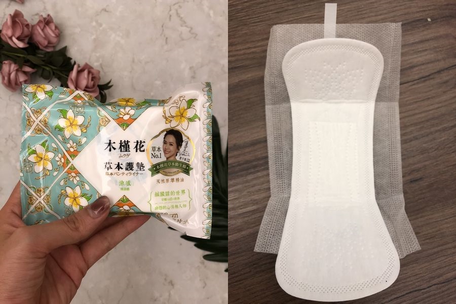 木槿花草本衛生棉涼感護墊 涼感護墊內襯有美麗的花朵圖案
